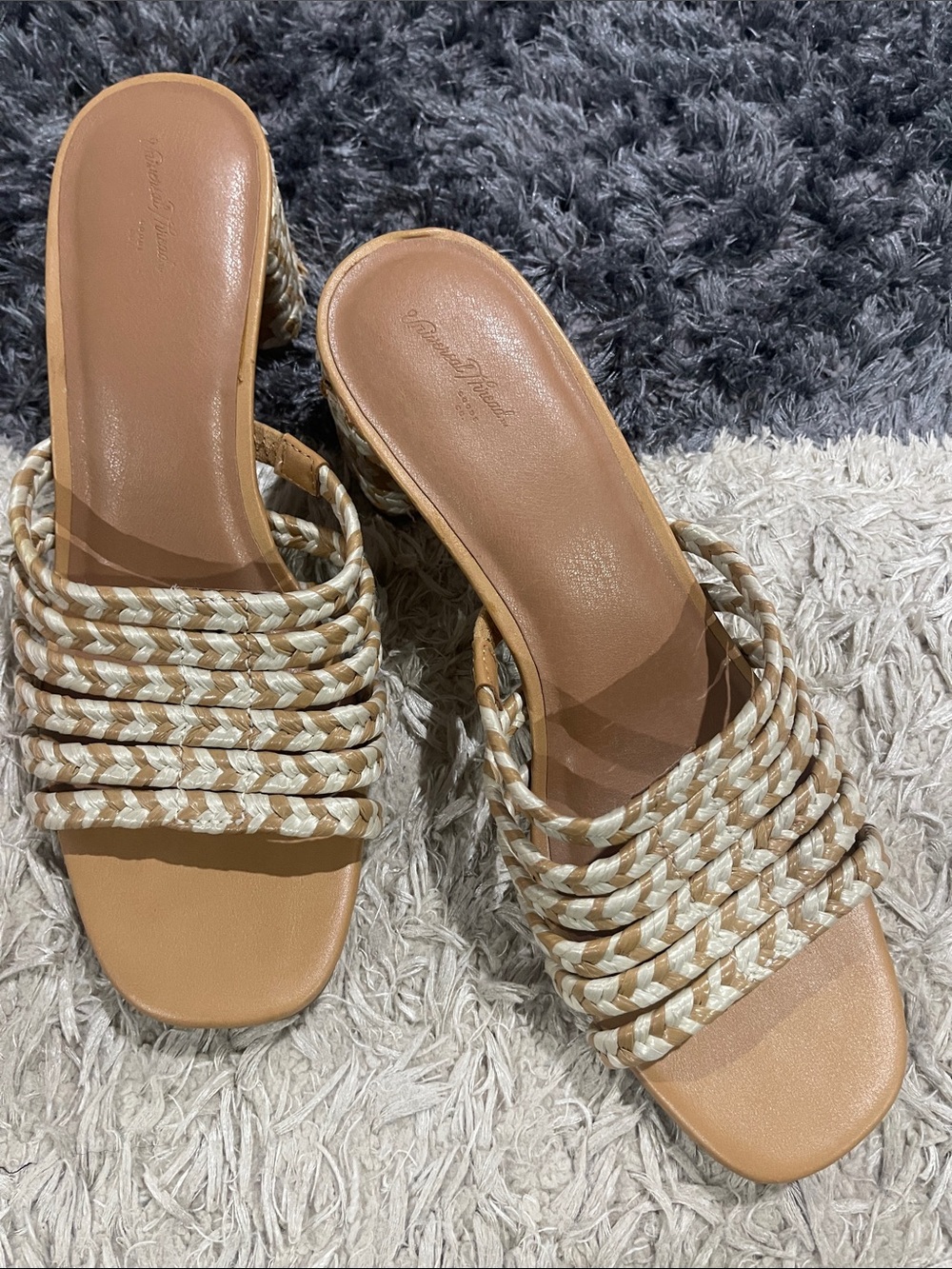 Universal Thread Braided Strap Tan Slide Heels - Women